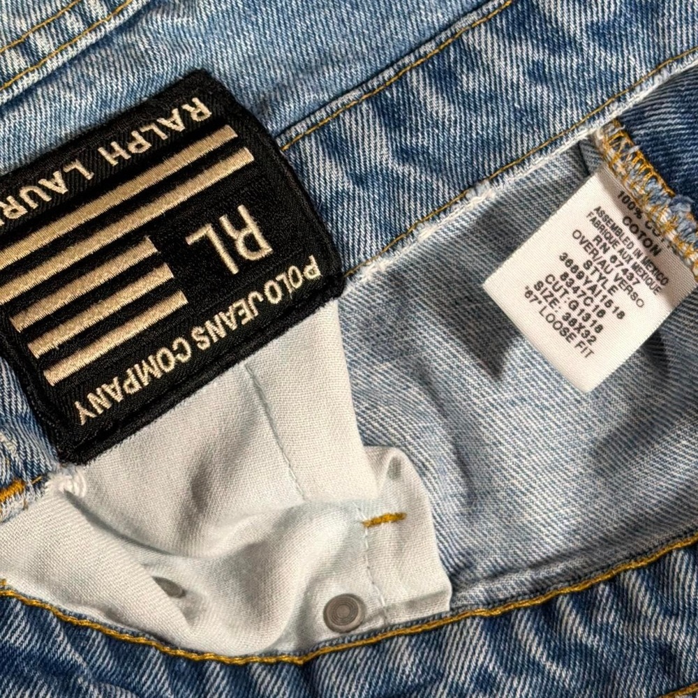 90s Vintage Polo Jeans Co. Ralph Lauren Denim Cutoff Shorts | Blue | 38 - Picture 4 of 7